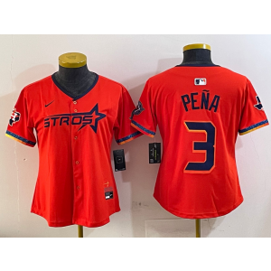 MLB Astros 3 Pena Orange Nike Cool Base Women Jersey