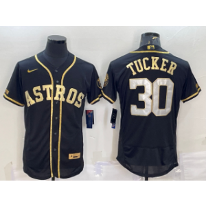 MLB Astros 30 Kyle Tucker Black Gold Nike Flexbase Men Jersey