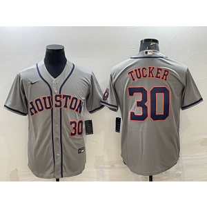 MLB Astros 30 Kyle Tucker Grey Nike Cool Base Men Jersey