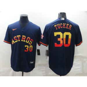 MLB Astros 30 Kyle Tucker Rainbow Nike Cool Base Men Jersey