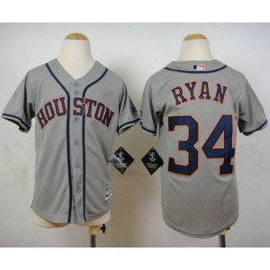 MLB Astros 34 Nolan Ryan Grey Cool Base Youth Jersey