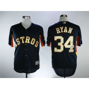 MLB Astros 34 Nolan Ryan Navy 2018 Gold Program Flexbase Men Jersey