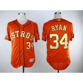 MLB Astros 34 Nolan Ryan Orange 2018 Gold Program Flexbase Men Jersey