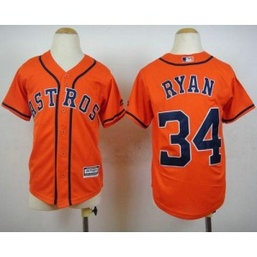 MLB Astros 34 Nolan Ryan Orange Cool Base Youth Jersey