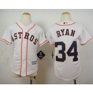 MLB Astros 34 Nolan Ryan White Cool Base Youth Jersey