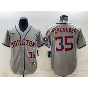 MLB Astros 35 Justin Verlander Grey Nike Cool Base Men Jersey