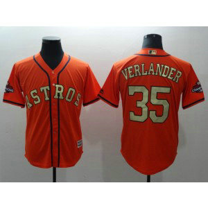 MLB Astros 35 Justin Verlander Orange 2018 Gold Program Cool Base Men Jersey