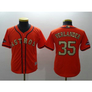 MLB Astros 35 Justin Verlander Orange 2018 Gold Program Cool Base Youth Jersey