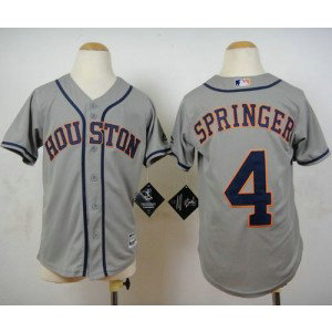MLB Astros 4 George Springer Grey Cool Base Youth Jersey