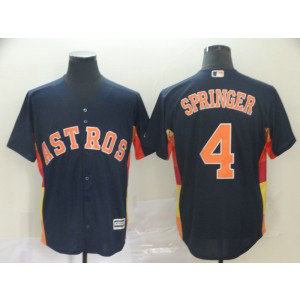 MLB Astros 4 George Springer Navy Cool Base Men Jersey