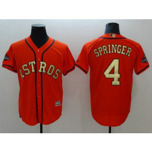 MLB Astros 4 George Springer Orange 2018 Gold Program Cool Base Men Jersey