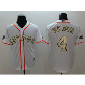 MLB Astros 4 George Springer White 2018 Gold Program Cool Base Men Jersey