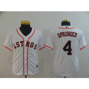 MLB Astros 4 George Springer White Cool Base Youth Jersey