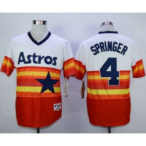 MLB Astros 4 George Springer White Orange 1980 Turn Back The Clock Men Jersey