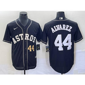 MLB Astros 44 Alvarez Black Gold Nike Cool Base Men Jersey