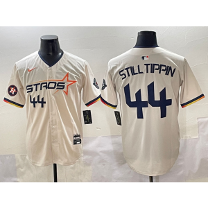MLB Astros 44 Still Tippin Cream Nike Cool Base Men Jersey