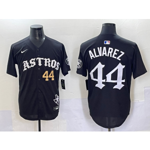 MLB Astros 44 Yordan Alvarez Black Gold Nike Cool Base Men Jersey