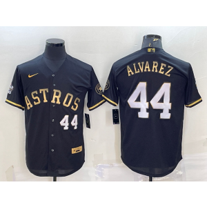 MLB Astros 44 Yordan Alvarez Black Gold Nike Flexbase Men Jerseys