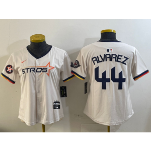 MLB Astros 44 Yordan Alvarez Cream Nike Cool Base Women Jersey 2