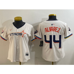 MLB Astros 44 Yordan Alvarez Cream Nike Cool Base Women Jersey