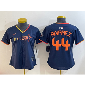 MLB Astros 44 Yordan Alvarez Navy Nike Cool Base Women Jersey 2