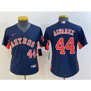 MLB Astros 44 Yordan Alvarez Navy Nike Cool Base Youth Jersey