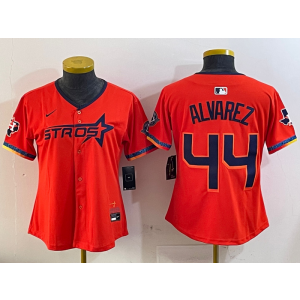 MLB Astros 44 Yordan Alvarez Orange Nike Cool Base Women Jersey