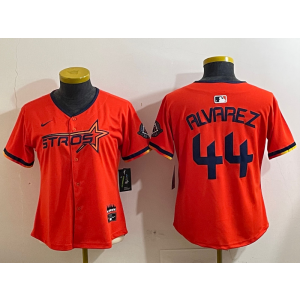 MLB Astros 44 Yordan Alvarez Orange Nike Cool Base Youth Jersey
