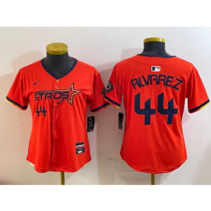 MLB Astros 44 Yordan Alvarez Orange Nike Cool Base Youth Jersey
