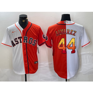 MLB Astros 44 Yordan Alvarez Orange White Split Nike Cool Base Men Jersey