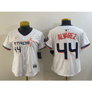 MLB Astros 44 Yordan Alvarez White City Nike Cool Base Women Jersey 2