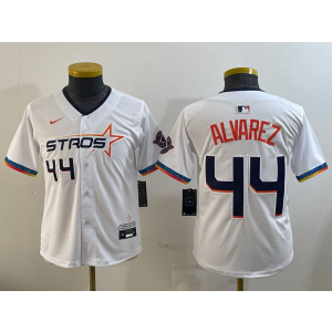 MLB Astros 44 Yordan Alvarez White City Nike Cool Base Youth Jersey