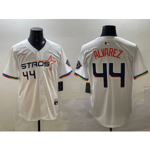 MLB Astros 44 Yordan Alvarez White Nike Cool Base Men Jersey 1