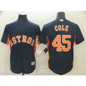 MLB Astros 45 Cole Navy Cool Base Men Jersey