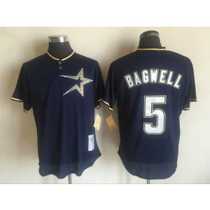 MLB Astros 5 Jeff Bagwell Blue Mitchell and Ness Throwback Men Jersey
