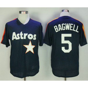 MLB Astros 5 Jeff Bagwell Navy Mesh BP Men Jersey