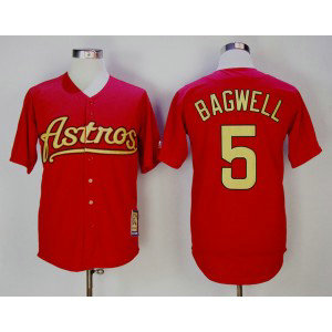 MLB Astros 5 Jeff Bagwell Red Gold Cooperstown Collection Throwback Men Jersey