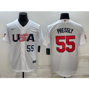 MLB Astros 55 Ryan Pressly White 2023 World Series Cool Base Men Jersey