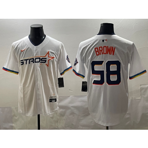 MLB Astros 58 Brown White City Nike Cool Base Men Jersey