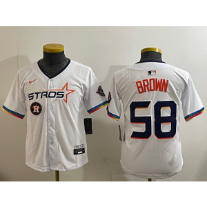 MLB Astros 58 Brown White Nike Cool Base Women Jersey