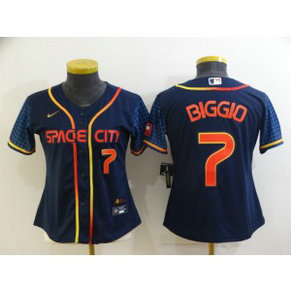 MLB Astros 7 Craig Biggio 2022 Navy City Connect Nike New Cool Base Women Jersey Jersey