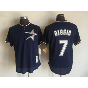 MLB Astros 7 Craig Biggio Blue Mitchell and Ness Throwback Men Jersey