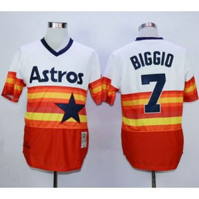 MLB Astros 7 Craig Biggio White Orange 1980 Mitchell and Ness Throwback Men Jersey
