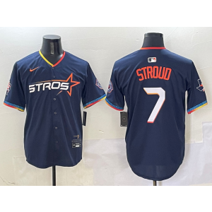 MLB Astros 7 Stroud Navy Nike Cool Base Men Jersey