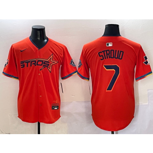 MLB Astros 7 Stroud Orange Nike Cool Base Men Jersey