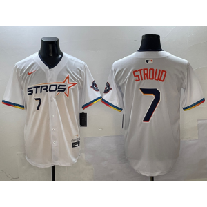 MLB Astros 7 Stroud White Nike Cool Base Men Jersey