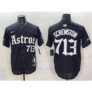 MLB Astros 713 Screwston Black Gothic Nike Cool Base Men Jersey