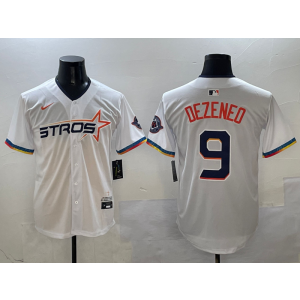 MLB Astros 9 Dezeneo White Nike Cool Base Men Jersey