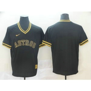 MLB Astros Blank Black Gold Nike Cooperstown Legend V Neck Men Jersey