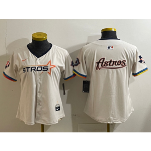 MLB Astros Blank Cream Nike Cool Base Women Jersey